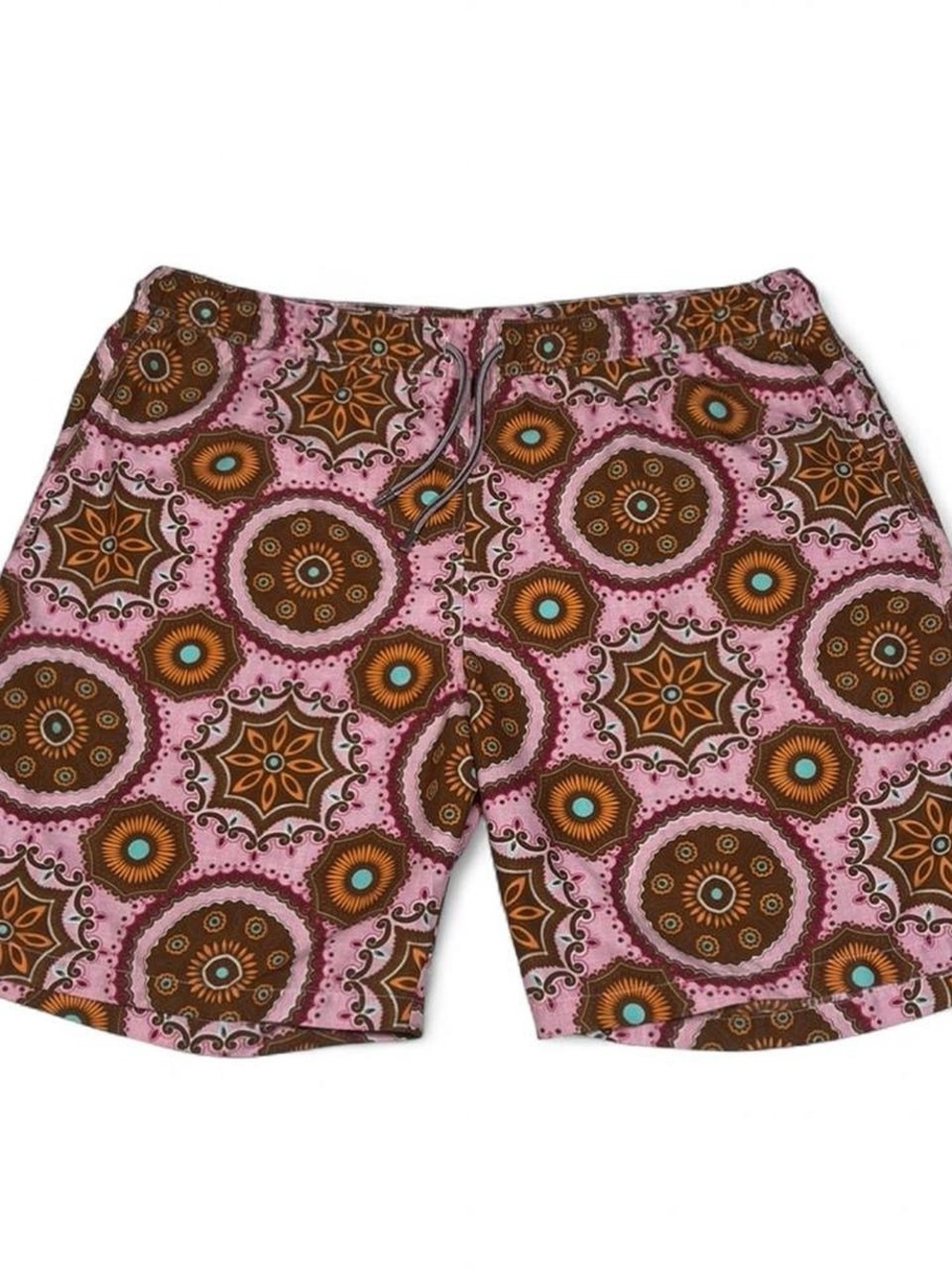 Peter Millar Preppy Pink/Brown Geometric Swimwear Men’s Large Trunks Board Short